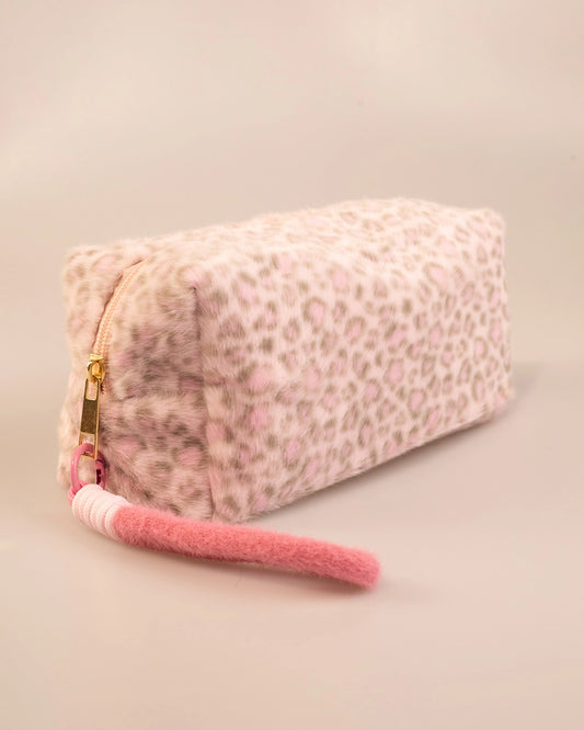 Wholesale Light Pink Fuzzy Leopard Bag Casual Organizer SP259