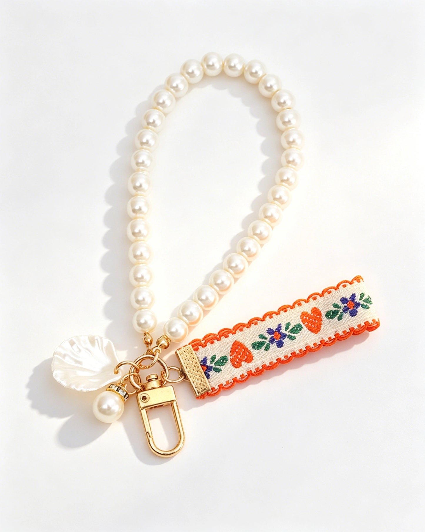 Orange Pearl Shell Keychain Daily Bag Charm SP211
