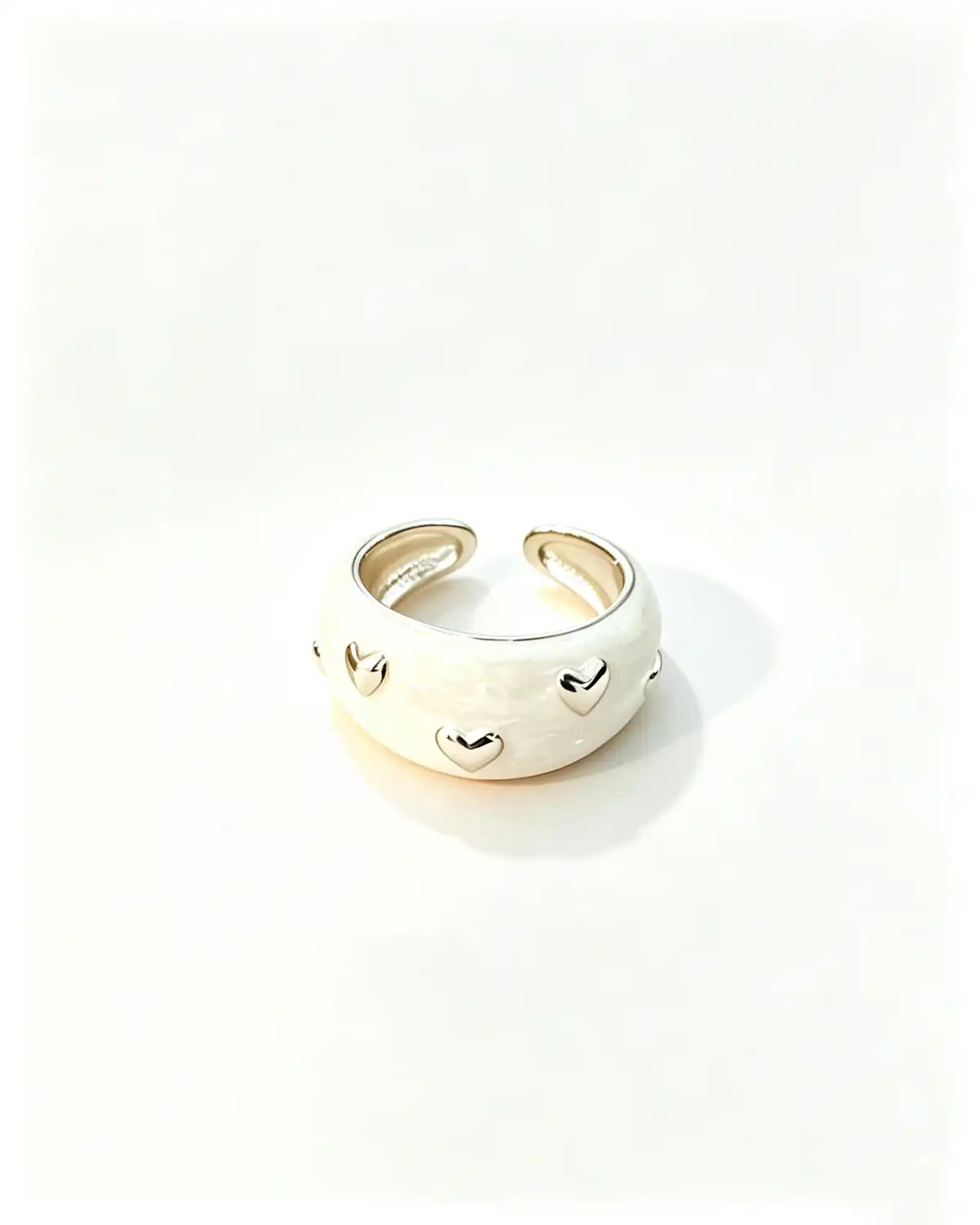 Wholesale Pearl White Enamel Heart Index Ring Daily Cute Jewelry SP100