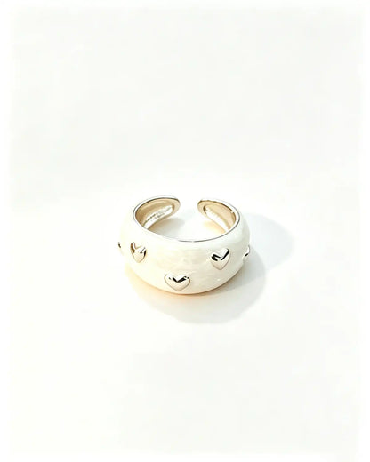 Wholesale Pearl White Enamel Heart Index Ring Daily Cute Jewelry SP100