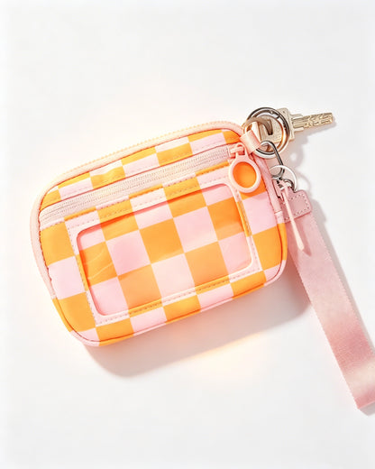 Pink Checkerboard Waterproof Ultralight Pouch Travel ID Wallet SP157