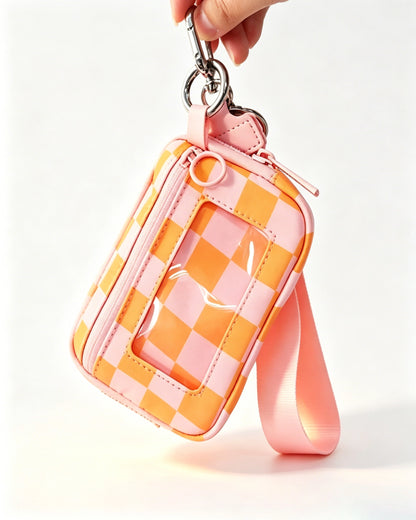 Pink Checkerboard Waterproof Ultralight Pouch Travel ID Wallet SP157