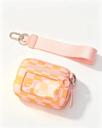 Pink Checkerboard Waterproof Ultralight Pouch Travel ID Wallet SP157