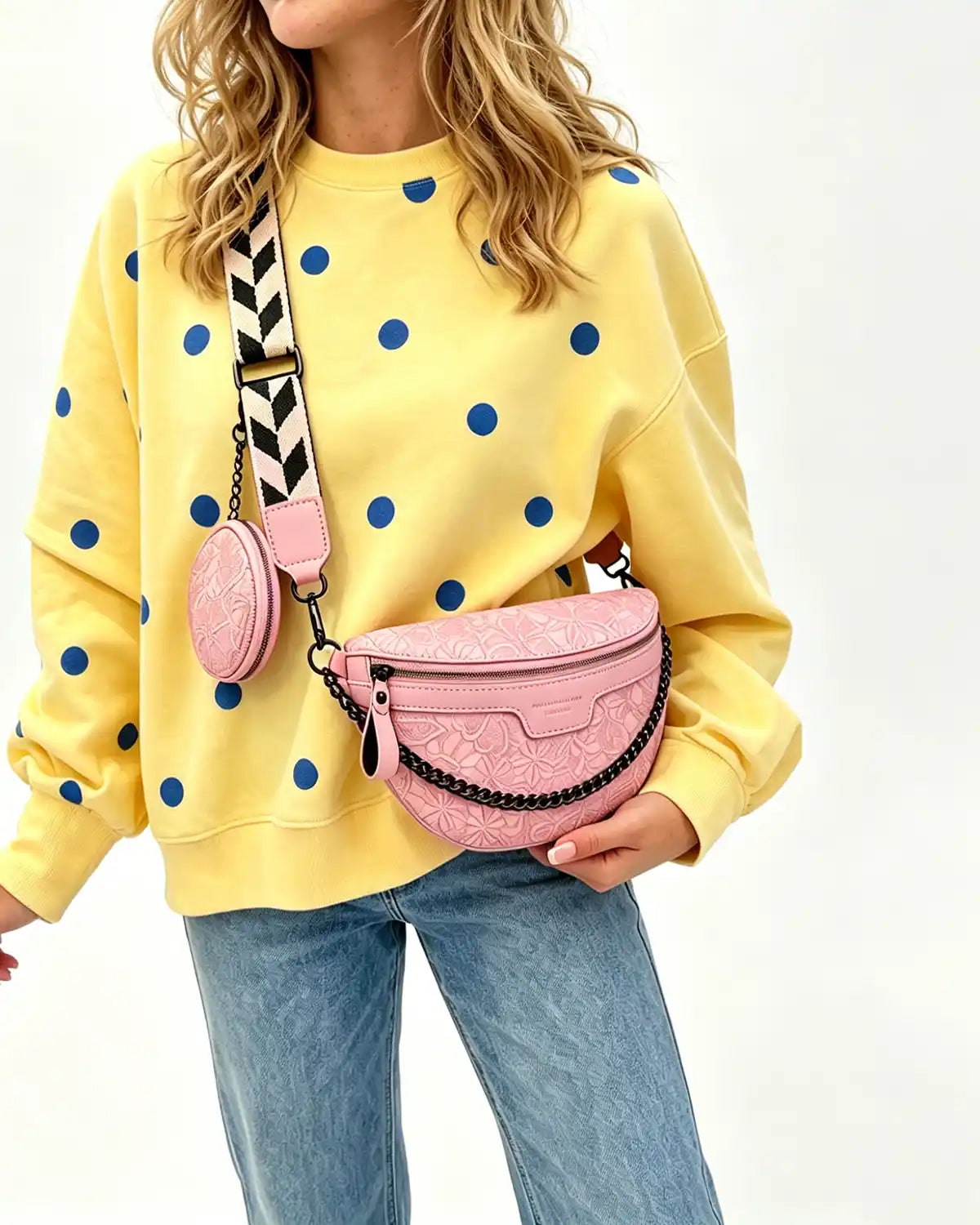 Wholesale Pink Embossed 2Pcs Crossbody Bag SP123