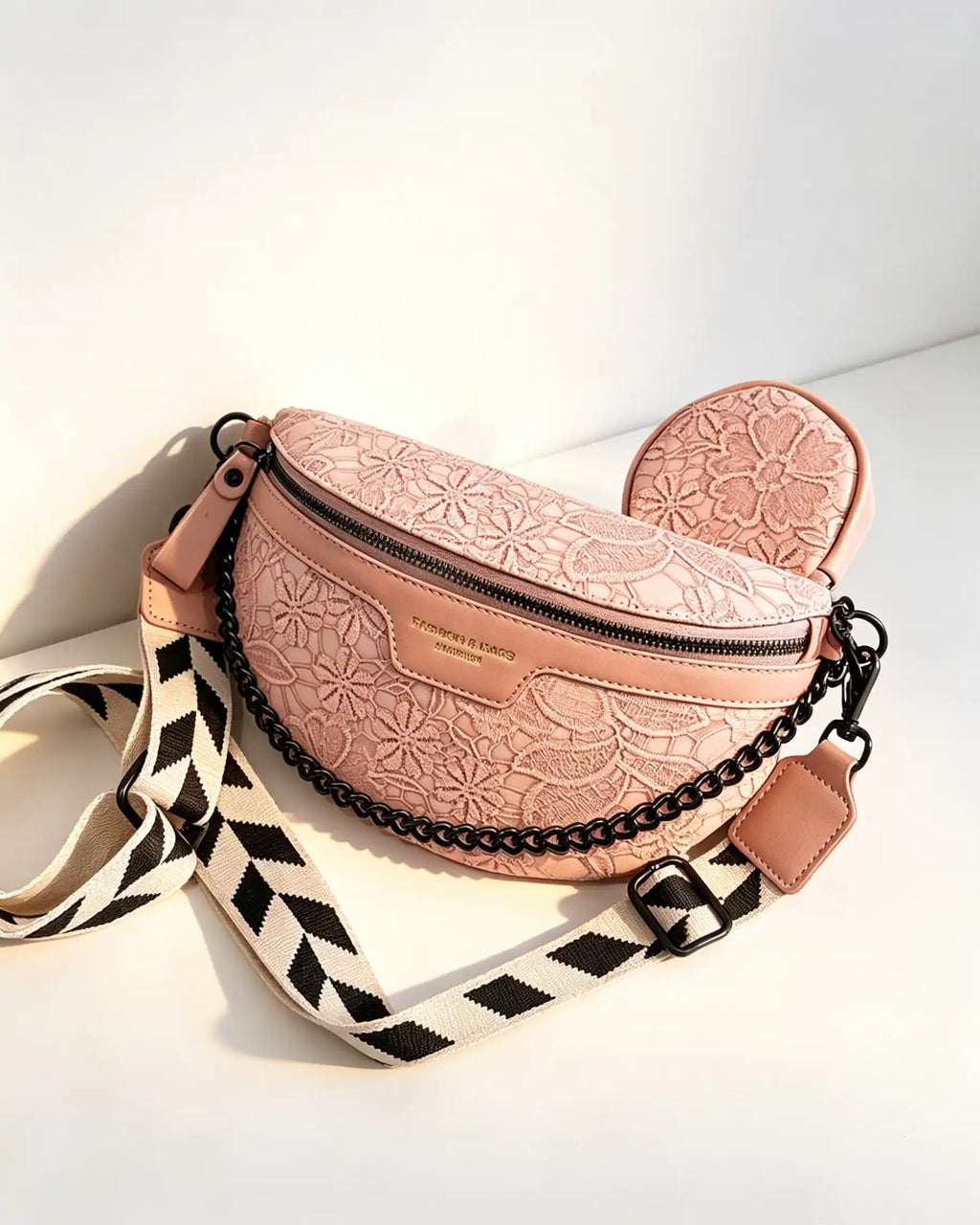 Wholesale Pink Embossed 2Pcs Crossbody Bag SP123