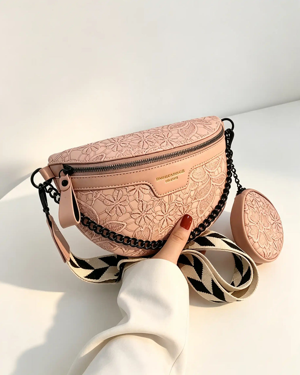 Wholesale Pink Embossed 2Pcs Crossbody Bag SP123