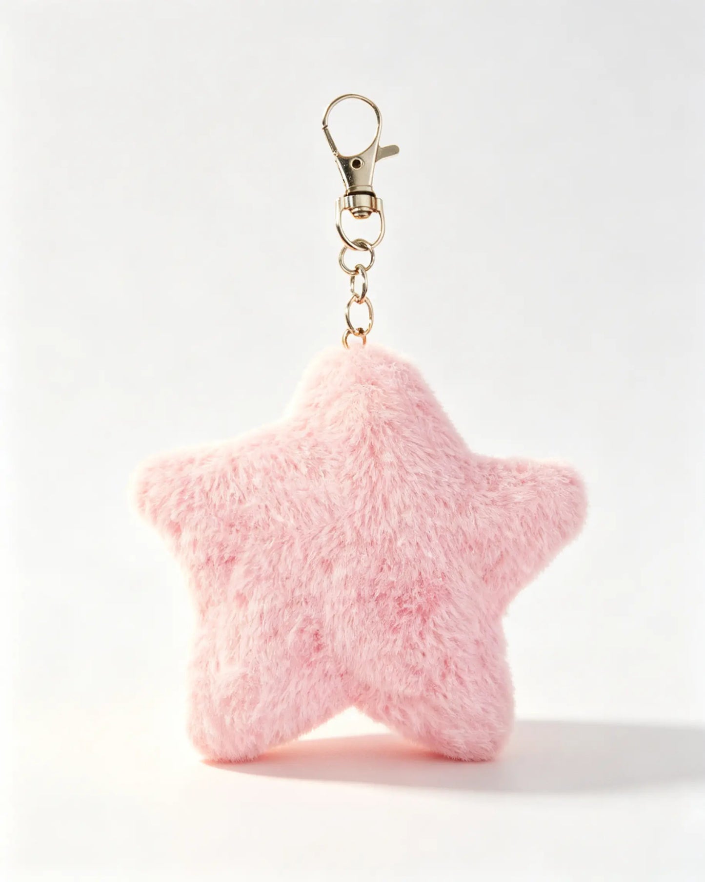 Pink Faux Fur Star Keychain Daily Bag Charm Accessory SP181