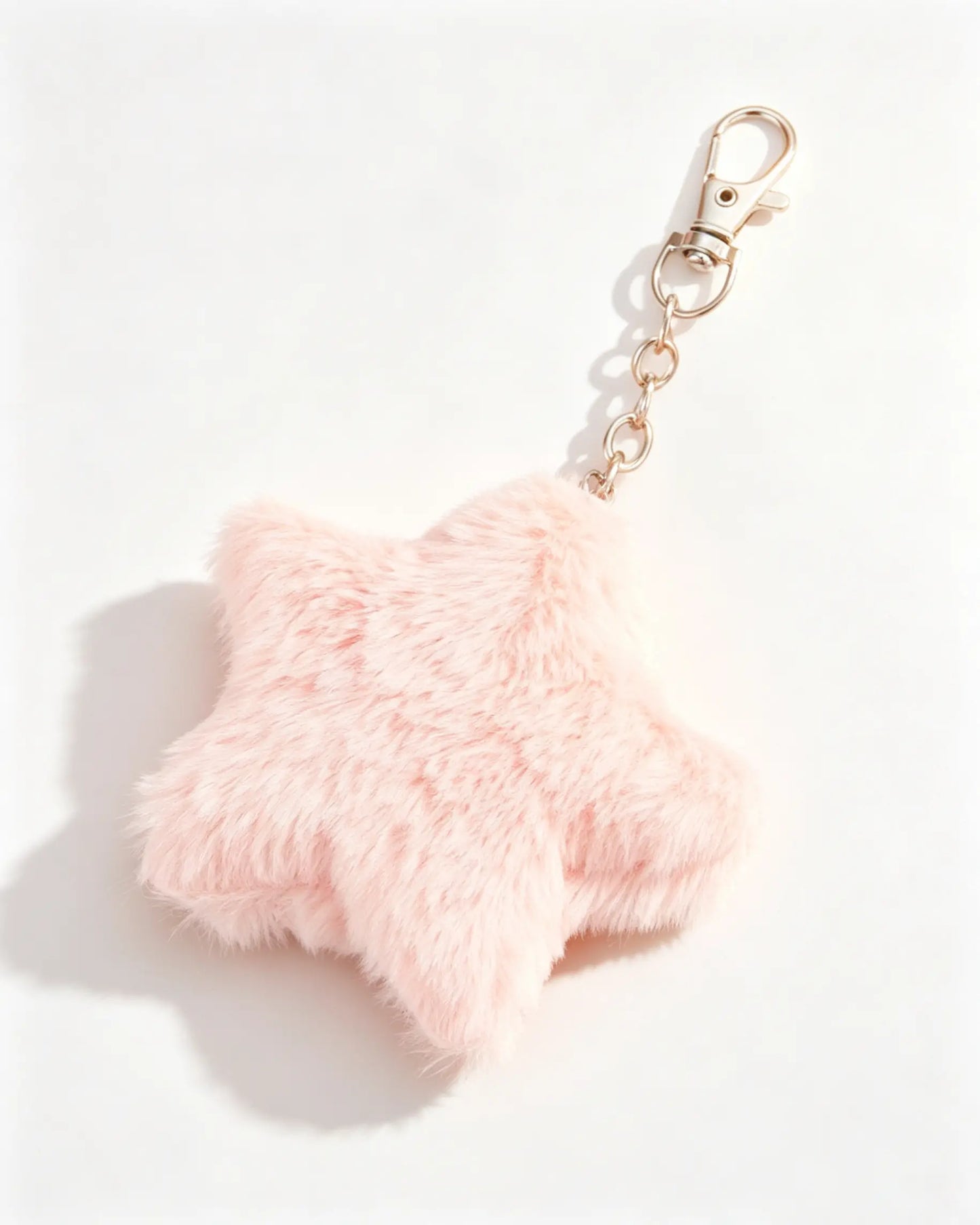 Pink Faux Fur Star Keychain Daily Bag Charm Accessory SP181
