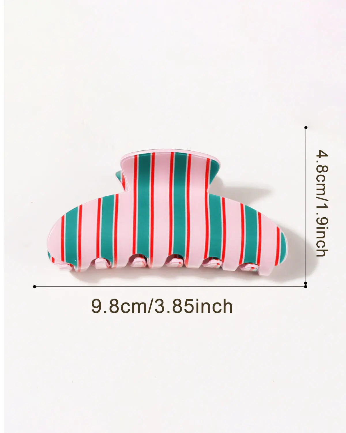 Pink Green Striped Hair Clip Holiday Styling SP217