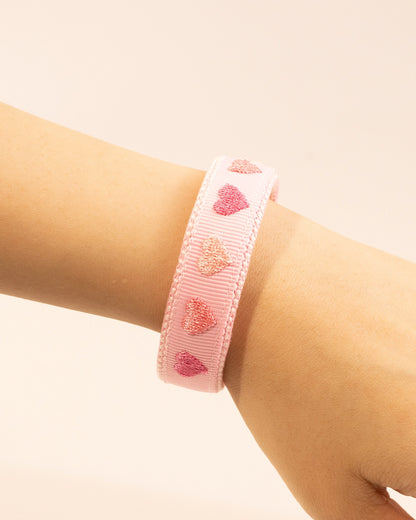 Pink Heart Embroidered Wristlet Daily Accessory SP197