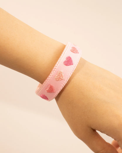 Pink Heart Embroidered Wristlet Daily Accessory SP197