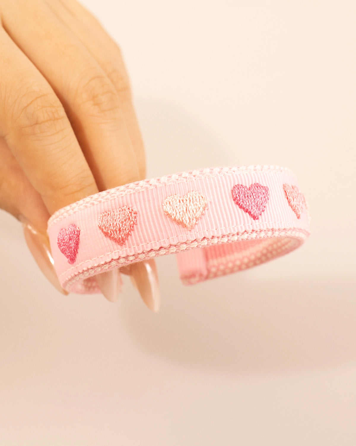 Pink Heart Embroidered Wristlet Daily Accessory SP197