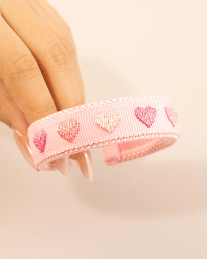 Pink Heart Embroidered Wristlet Daily Accessory SP197