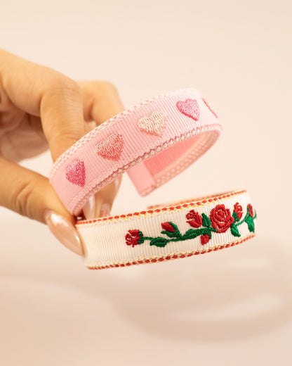 Pink Heart Embroidered Wristlet Daily Accessory SP197
