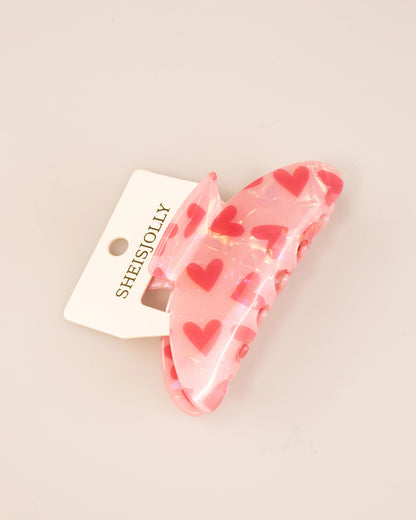 Pink Heart Hair Clip Sweet Daily Accessory SP218