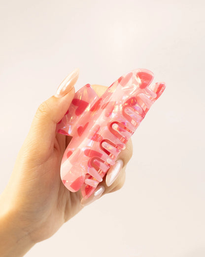 Pink Heart Hair Clip Sweet Daily Accessory SP218