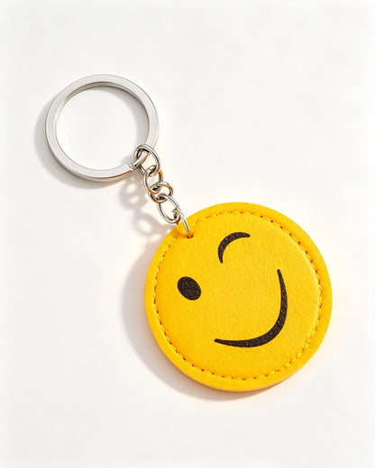 Pink Leather Smiley Keychain Daily Cute Bag Charm SP188