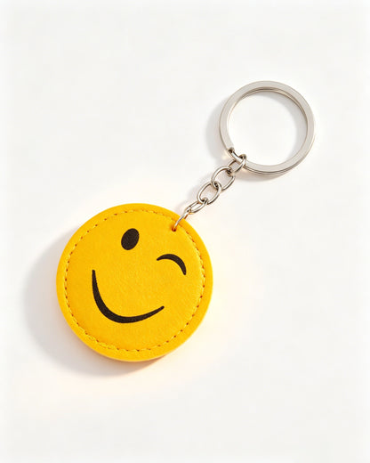 Pink Leather Smiley Keychain Daily Cute Bag Charm SP188