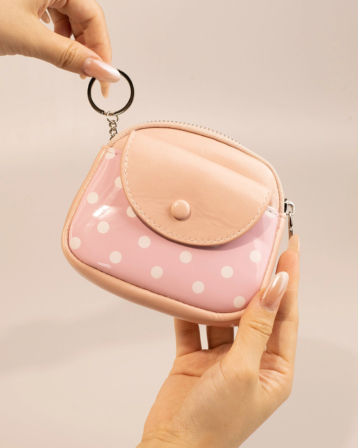 Pink Polka Dot Coin Purse Cute Travel SP248