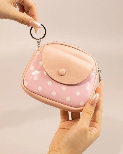 Pink Polka Dot Coin Purse Cute Travel SP248