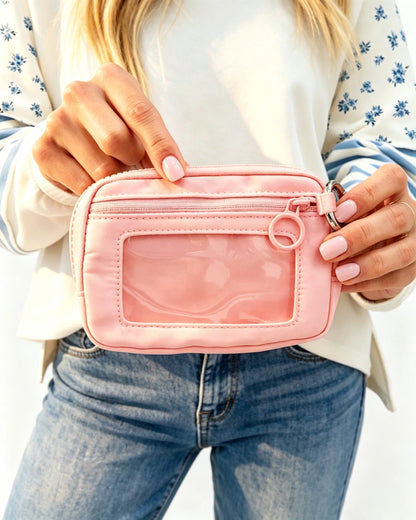 Pink Waterproof Ultralight Window Pouch Travel ID Wallet SP155