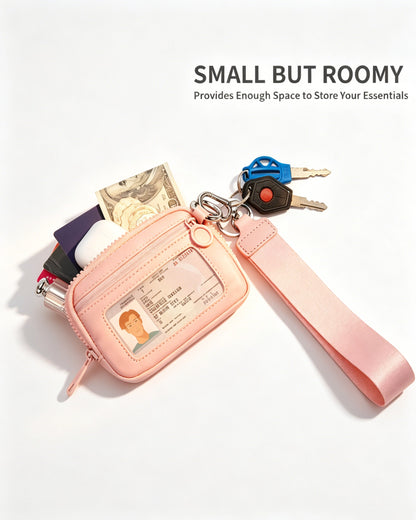 Pink Waterproof Ultralight Window Pouch Travel ID Wallet SP155