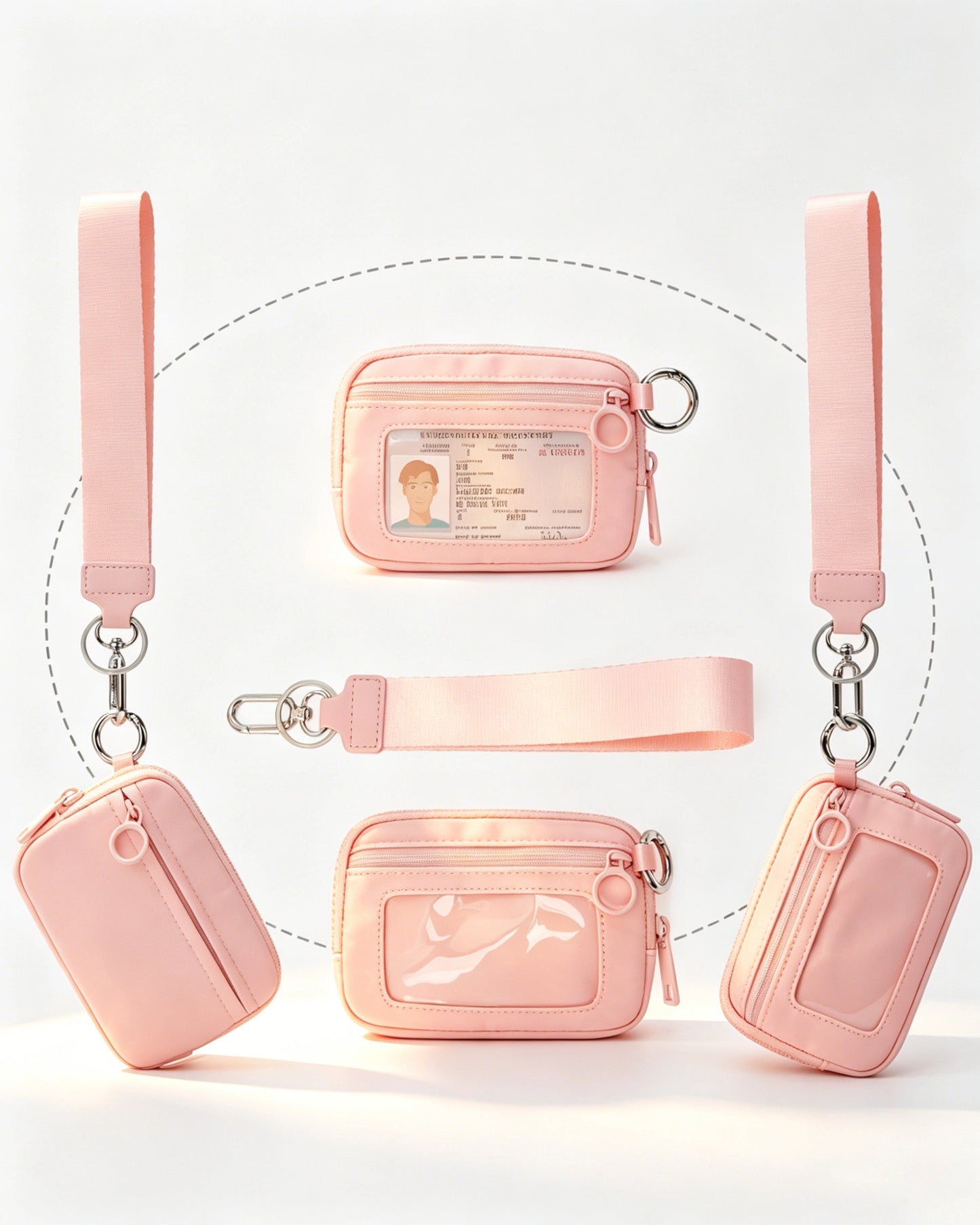 Pink Waterproof Ultralight Window Pouch Travel ID Wallet SP155