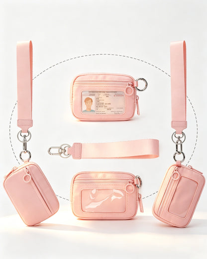 Pink Waterproof Ultralight Window Pouch Travel ID Wallet SP155