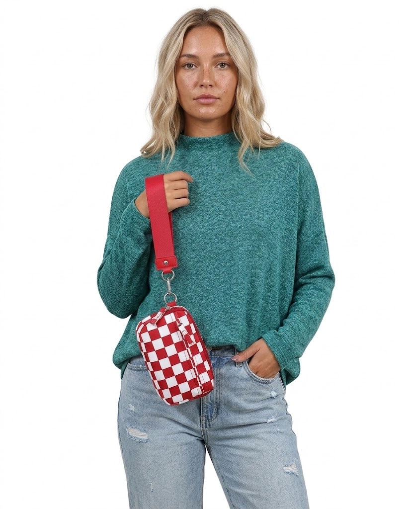 Red Checkerboard Waterproof Ultralight Pouch Daily Mini Bag SP158