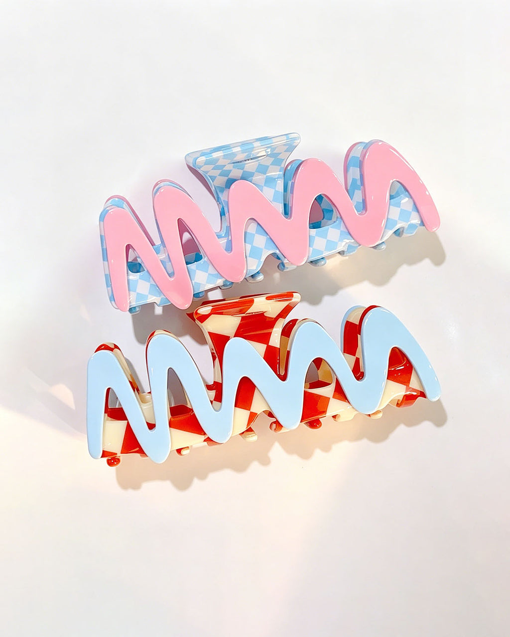 Wholesale Red Checkered Wavy Hair Claw Daily Accessory SP227