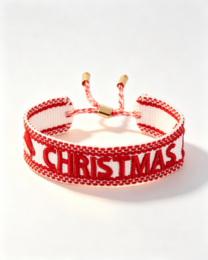 Wholesale Red Christmas Woven Embroidery Bracelet Holiday Festive Gift SP207