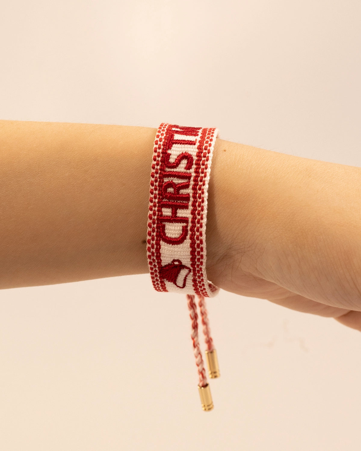 Red Christmas Woven Embroidery Bracelet Holiday Festive Gift SP207