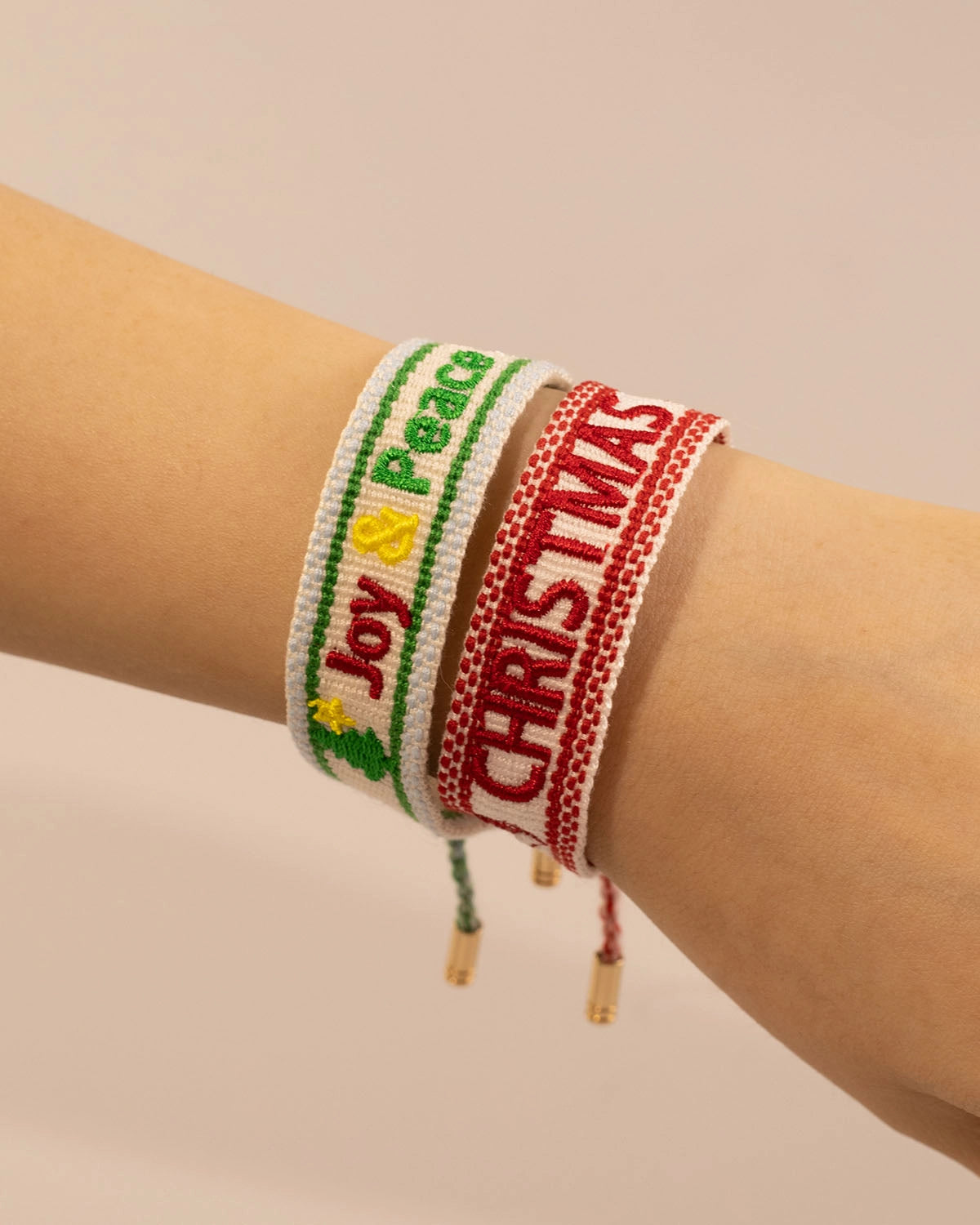 Green Joy Peace Embroidery Bracelet Christmas Party Gift SP206