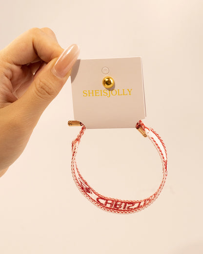 Red Christmas Woven Embroidery Bracelet Holiday Festive Gift SP207