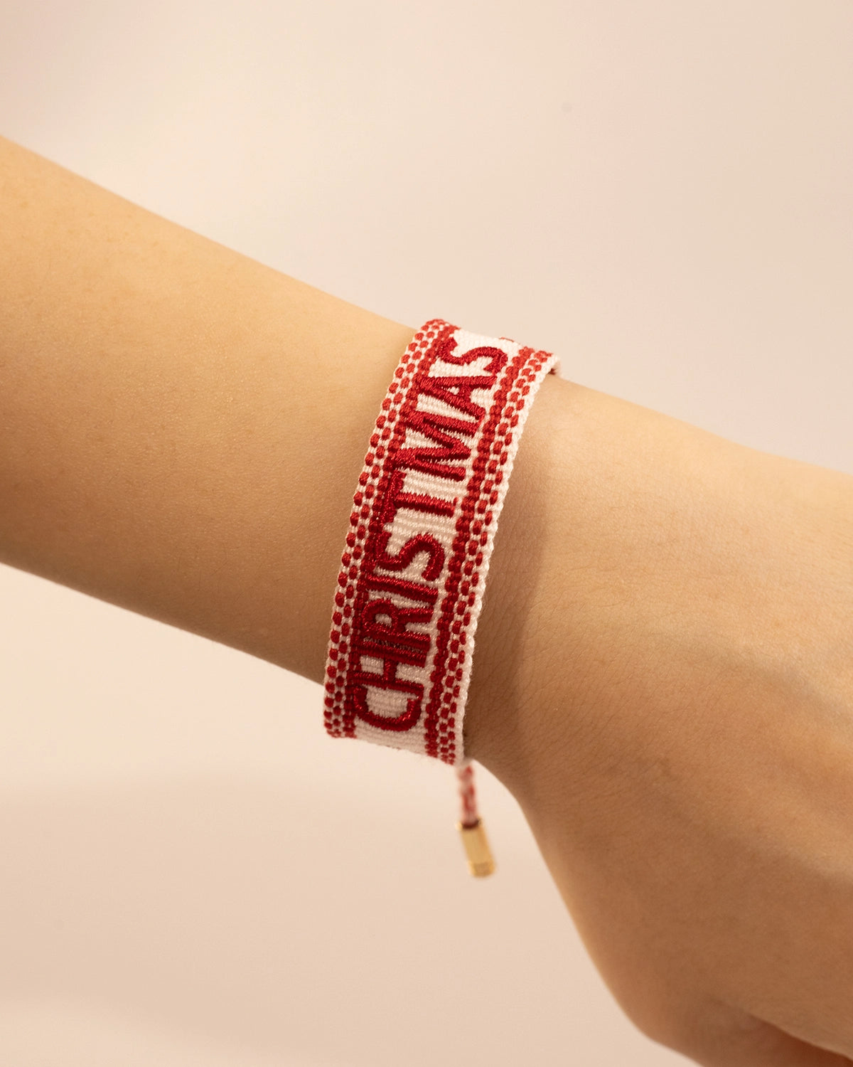 Red Christmas Woven Embroidery Bracelet Holiday Festive Gift SP207