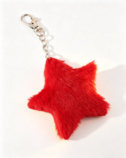 Red Faux Fur Star Keychain Holiday Statement Bag Charm SP184