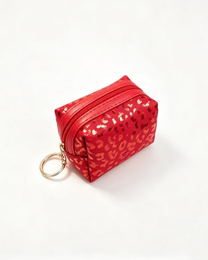 Wholesale Red Foil Leopard Pouch Travel Keychain Makeup Bag SP150