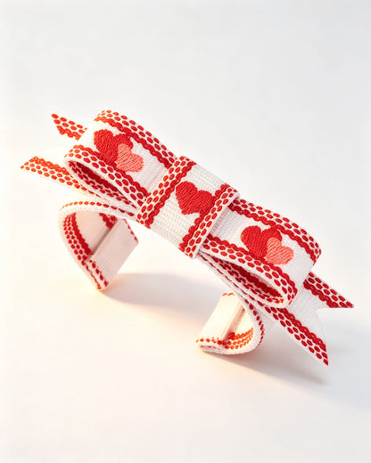 Red Heart Bow Bracelet Party Sweet Embroidered Jewelry SP202