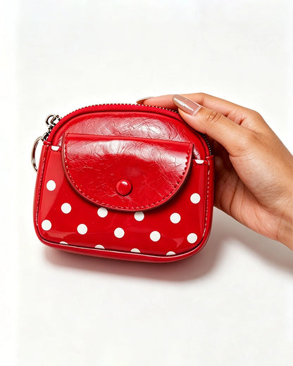 Red Polka Dot Coin Purse Cute Travel SP238