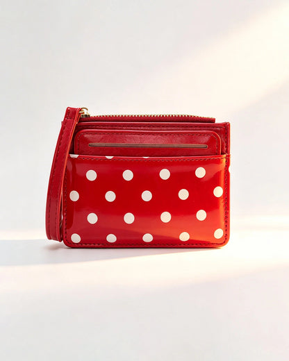 Red Polka Dot Wallet Travel Zip Pouch SP235