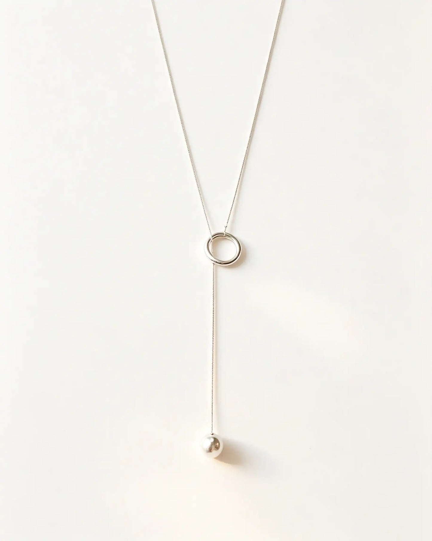 Wholesale Silver Copper Ball Lariat Necklace Daily Minimalist Jewelry SP095