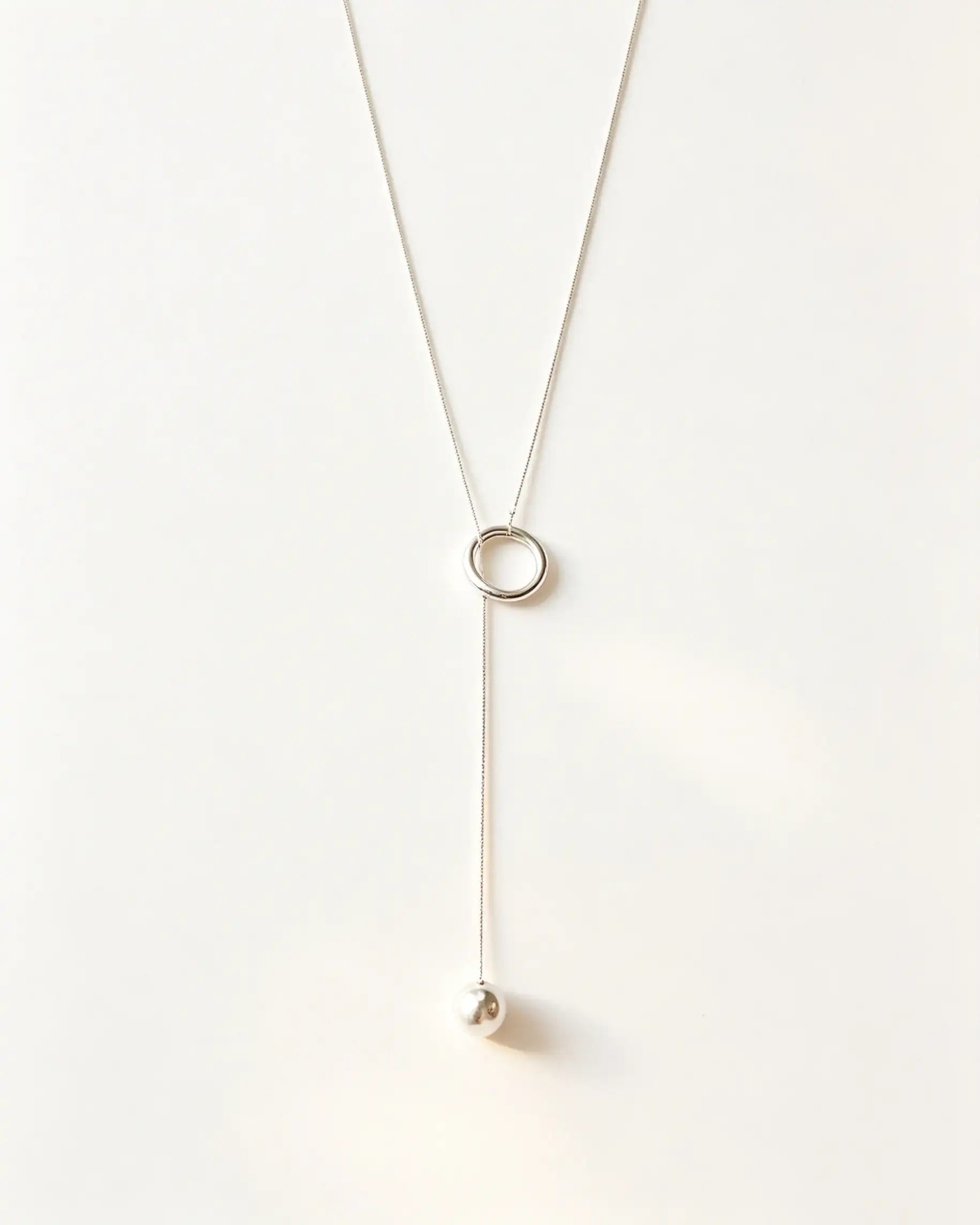 Wholesale Silver Copper Ball Lariat Necklace Daily Minimalist Jewelry SP095