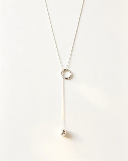 Wholesale Silver Copper Ball Lariat Necklace Daily Minimalist Jewelry SP095