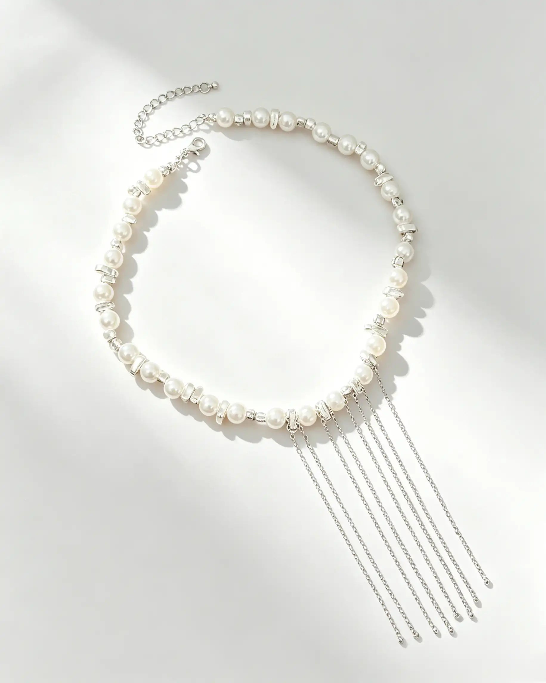 Wholesale Silver Pearl Tassel Necklace SP110