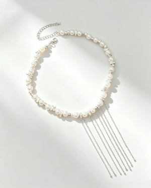 Wholesale Silver Pearl Tassel Necklace SP110