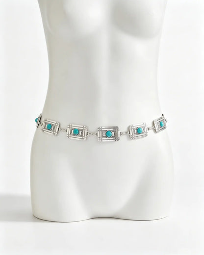 Wholesale Silver Turquoise Western Waist Chain Festival Boho Jewelry SP108