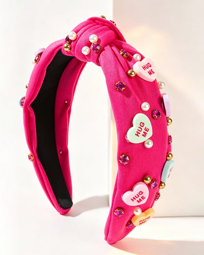 Wholesale Pink Love Heart Pearl Knot Hairband Headband Adult Hair Accessories SP013