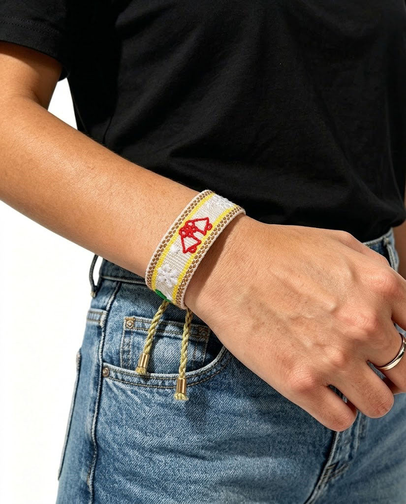 Wholesale White Bell Woven Embroidery Bracelet Christmas Party Gift SP208