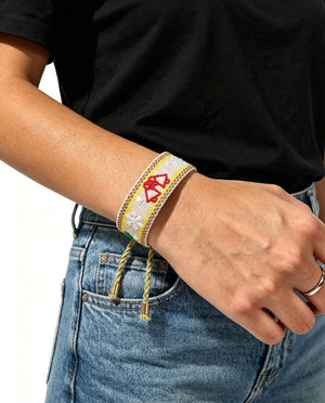 Wholesale White Bell Woven Embroidery Bracelet Christmas Party Gift SP208