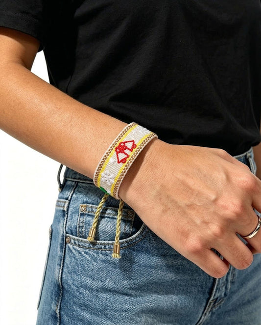 Wholesale White Bell Woven Embroidery Bracelet Christmas Party Gift SP208